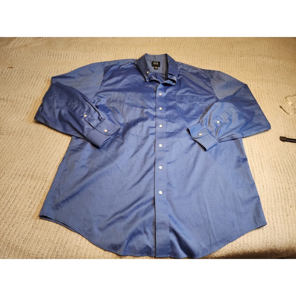 Jos. A. Bank Traveler Dress Shirt Mens 18-35 Blue Tailored‎ Fit 100% Cotton L/S
